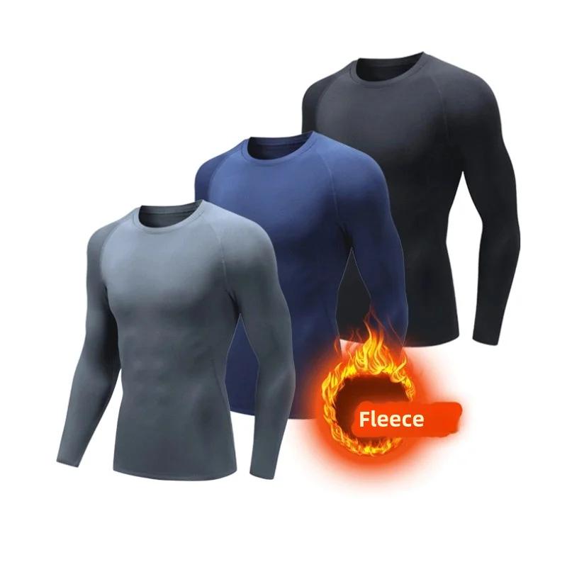 T-shirt compression thermique hiver homme - Sous-vêtement chaud polaire ski sport manches longues