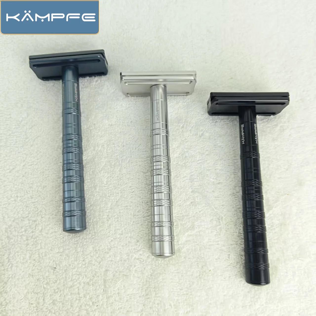 Rasoir de sécurité classique à double tranchant KAMPFE en aluminium, 5 lames, rasoir traditionnel po