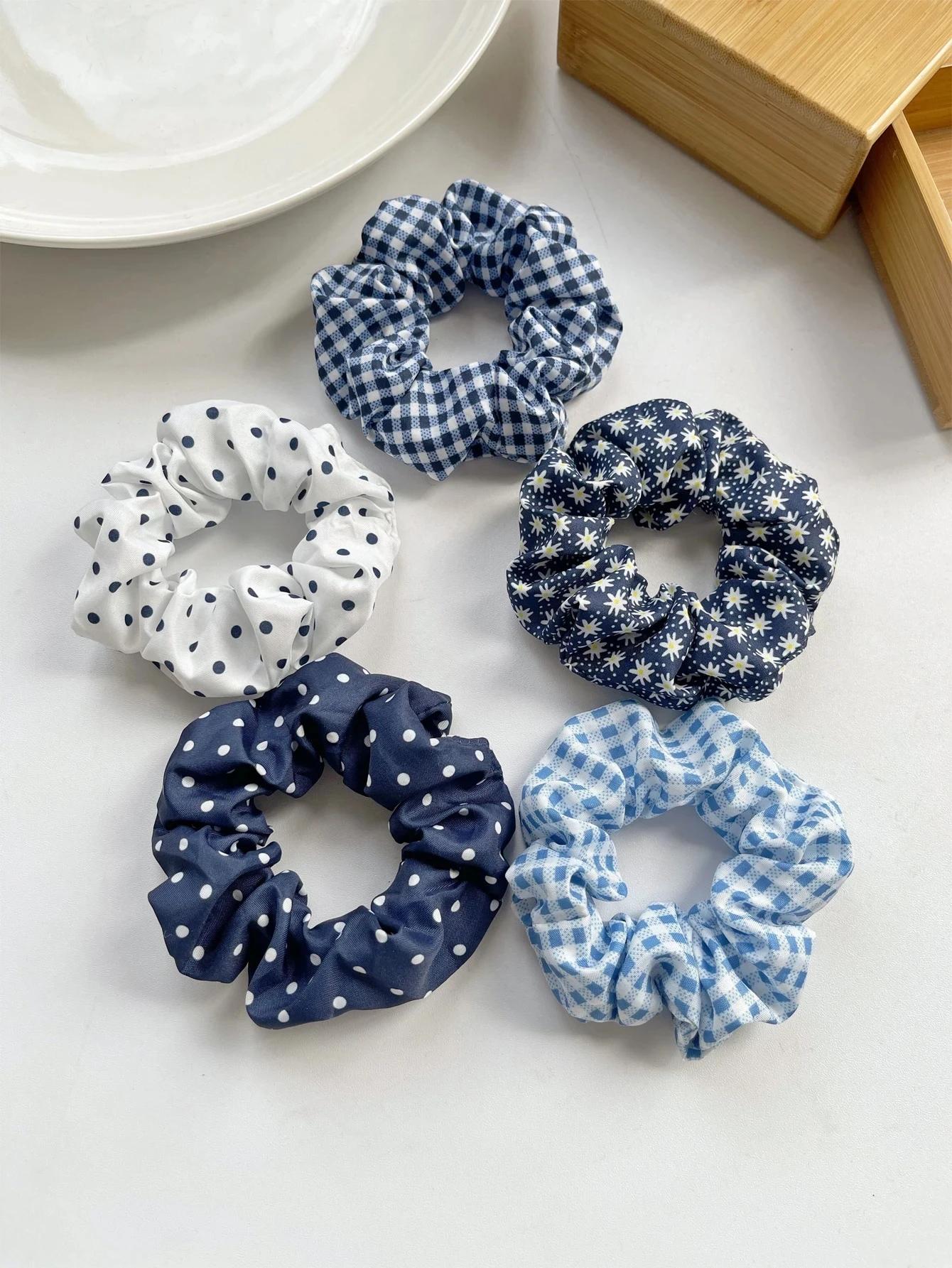 Chouchous imprimés à pois, 5 pièces, chouchous élégants, attaches pour cheveux