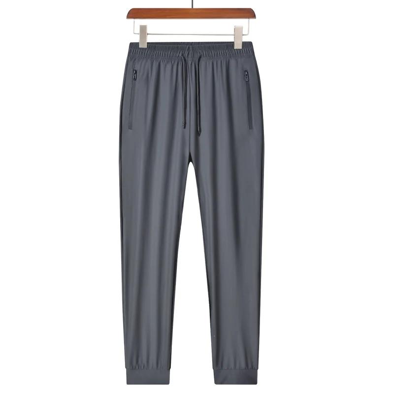 Pantalon de sport respirant en soie glacée pour hommes, séchage rapide, absorbant la sueur, conforta