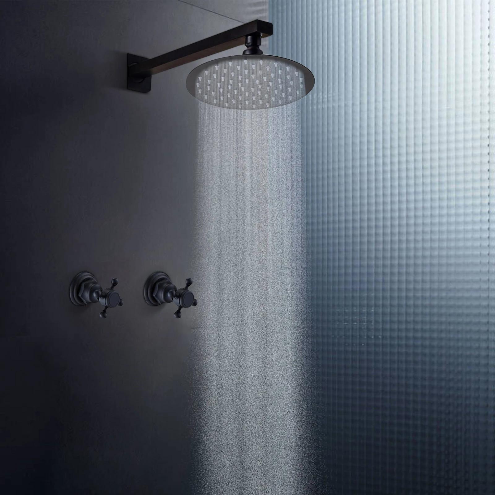 HOShower-Pommeau de douche à effet pluie noir avec assujetde centre commercial