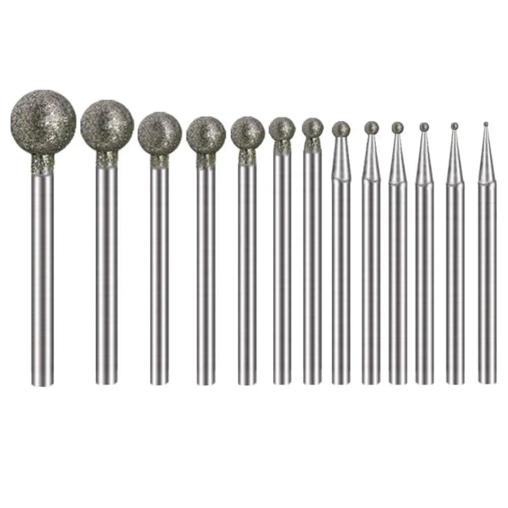 Foret de ponçage rond en diamant de 0.5 à 8mm, 5 pièces, tête de meulage de coupe, tige de 2.35mm po
