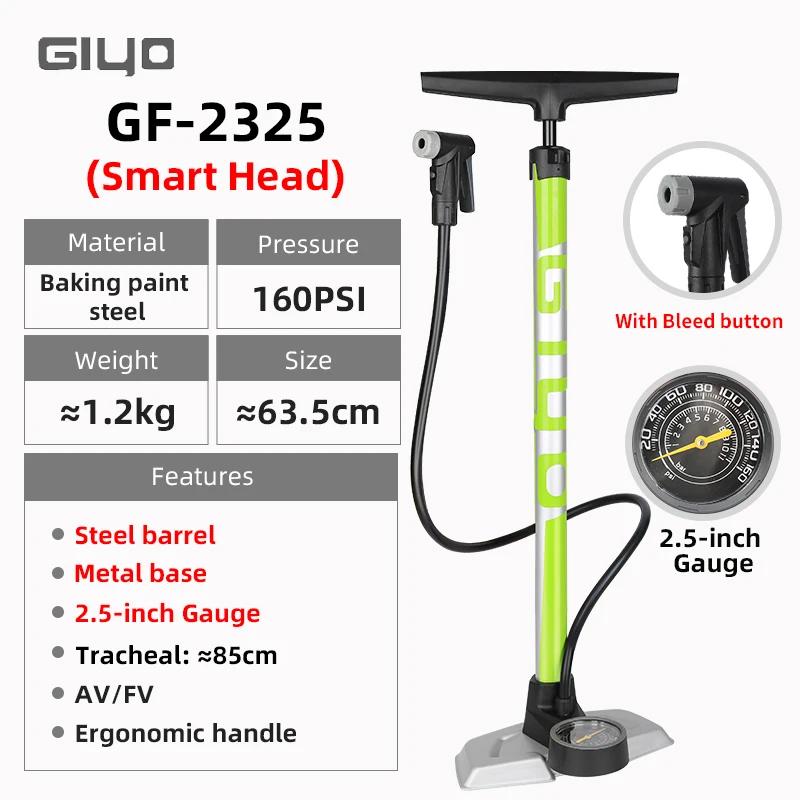 Pompe à pied GIYO 160 psi pour vélo, gonflage efficace, compatible valves Presta et Schrader, avec g