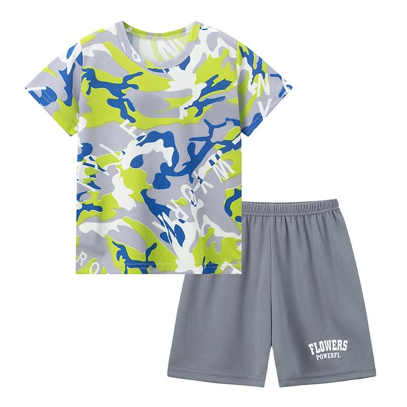 Combinaison enfant camouflage multicolore séchage rapide - Short manches courtes été sport garçons filles