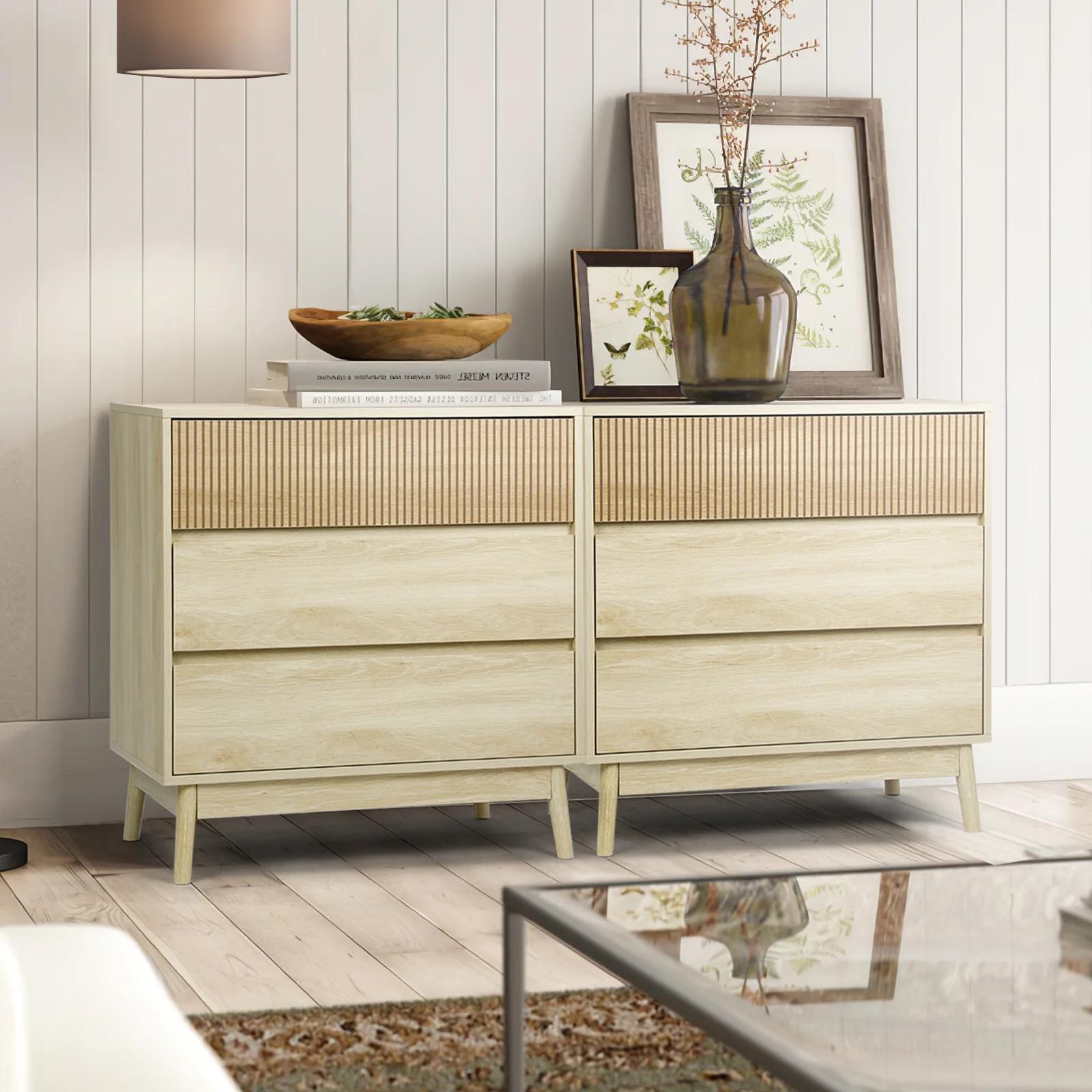 VOWNER 3-Commode de ferme, commode de rangement en bois, commodes de Cisco modernes à larges portes,
