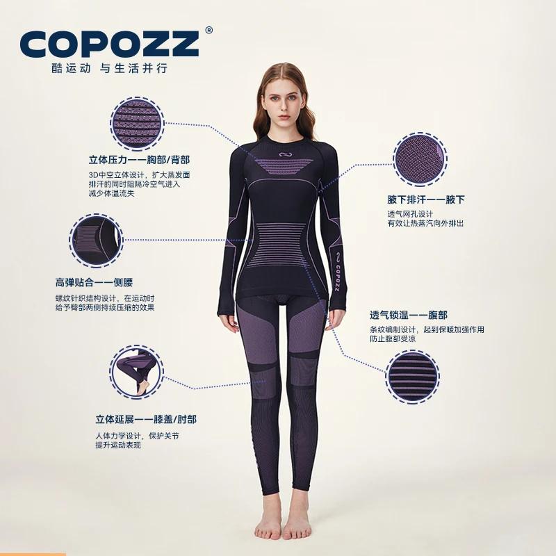 COPOZZ nouveau sous-vêtement thermique de Ski séchage rapide évacuant l'humidité serré col rond Ultr