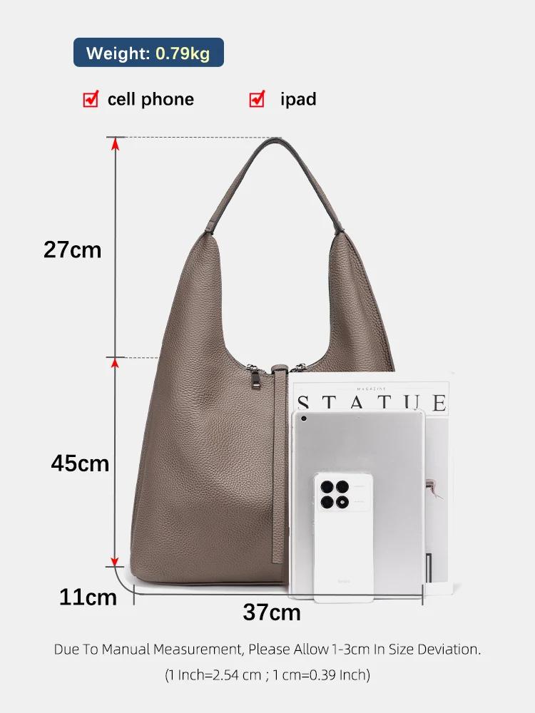 Zency – sac Hobo à bandoulière en cuir véritable pour femme, sac de Shopping de grande capacité en c
