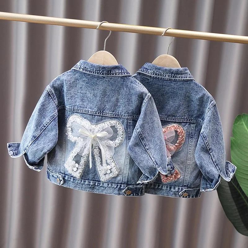 2-12 ans filles Denim veste nouvelle mode bébé enfants Jean manteaux pour filles mignon lapin dentel