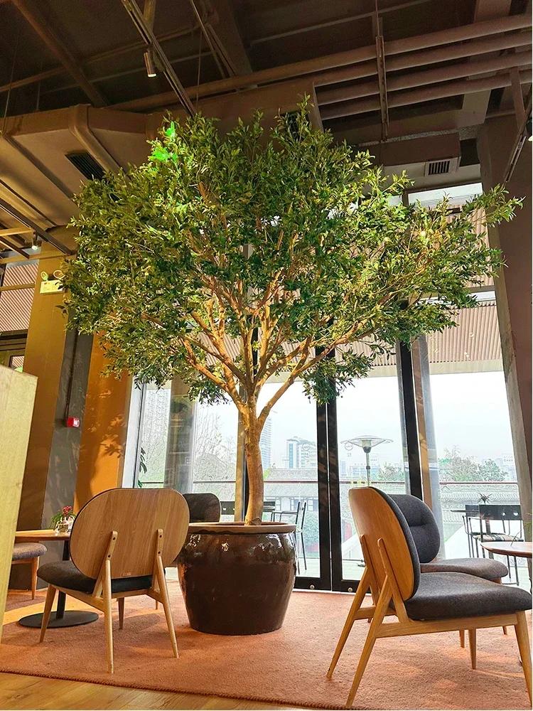 Olivier artificiel, grande plante verte bionique du sol au plafond, décoration paysagère intérieure 