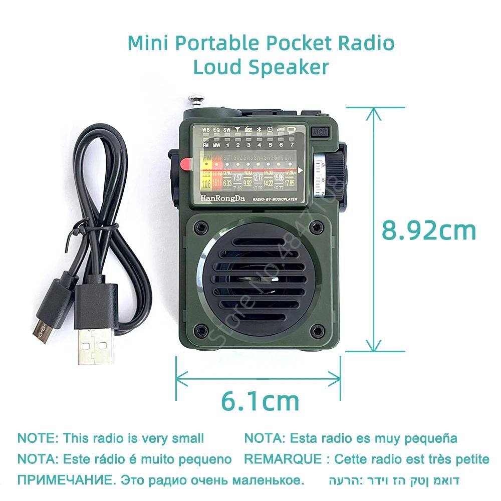 Mini Radio Portable de Poche FM, AM, MW, SW, WB, Récepteur Book ine Bande, Lecteur de Musique, Prise