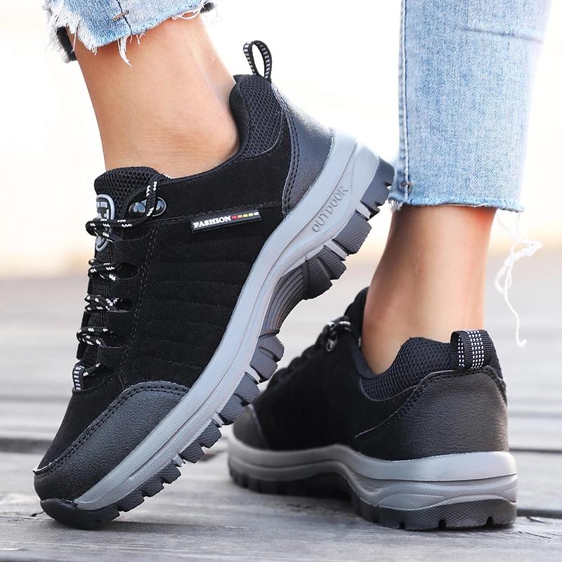 Chaussures de randonnée en daim rétro pour femmes, baskets à plateforme tactique, antidérapantes, po
