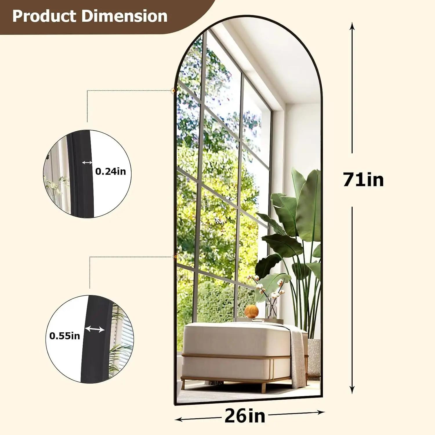 Miroir pleine longueur arqué 26" x 71" - Miroir complet - Miroirs de sol extra larges pour chambre, 