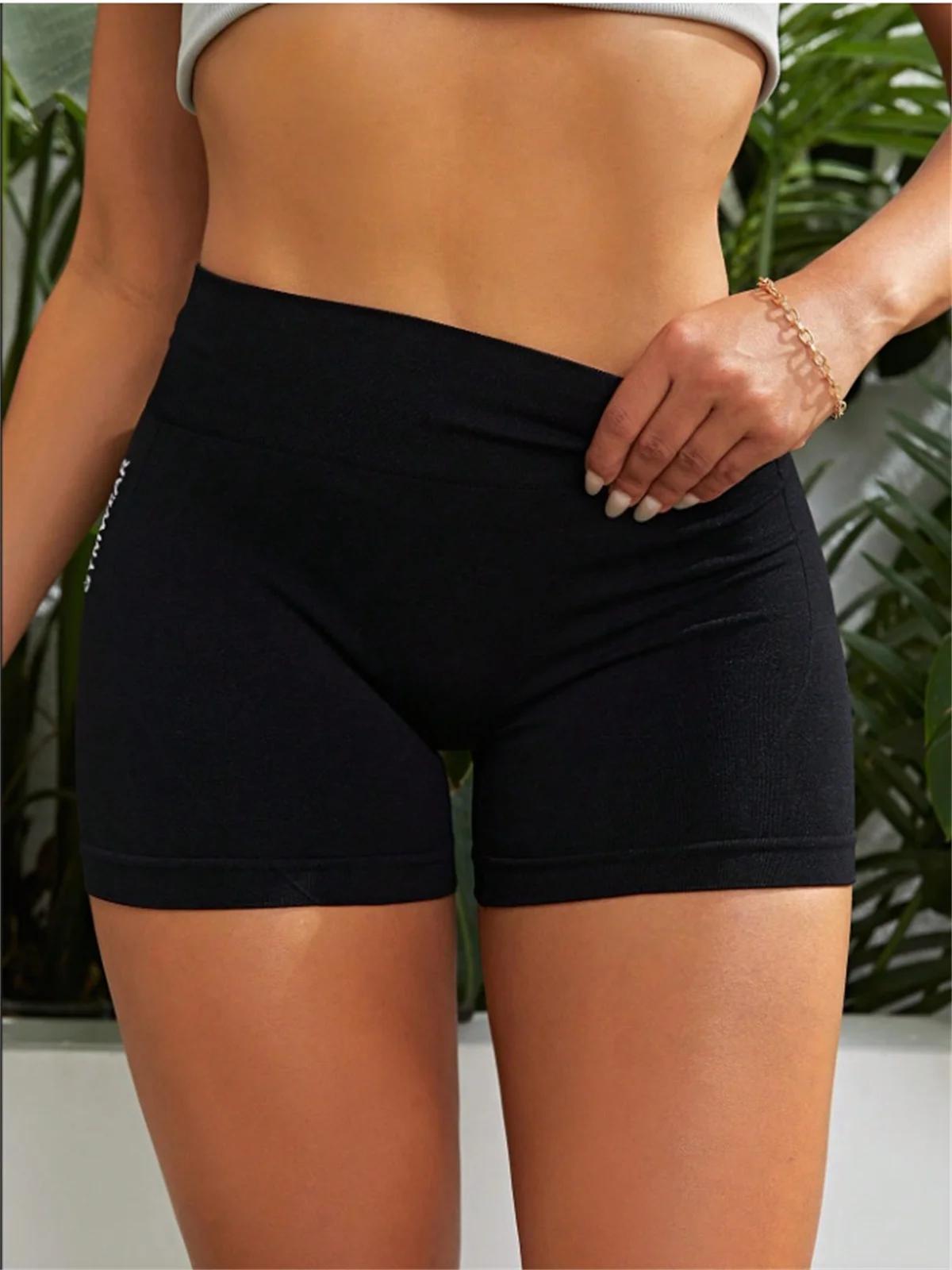 Short de yoga femme taille haute sans couture - Léggings courts course printemps confortable élastique