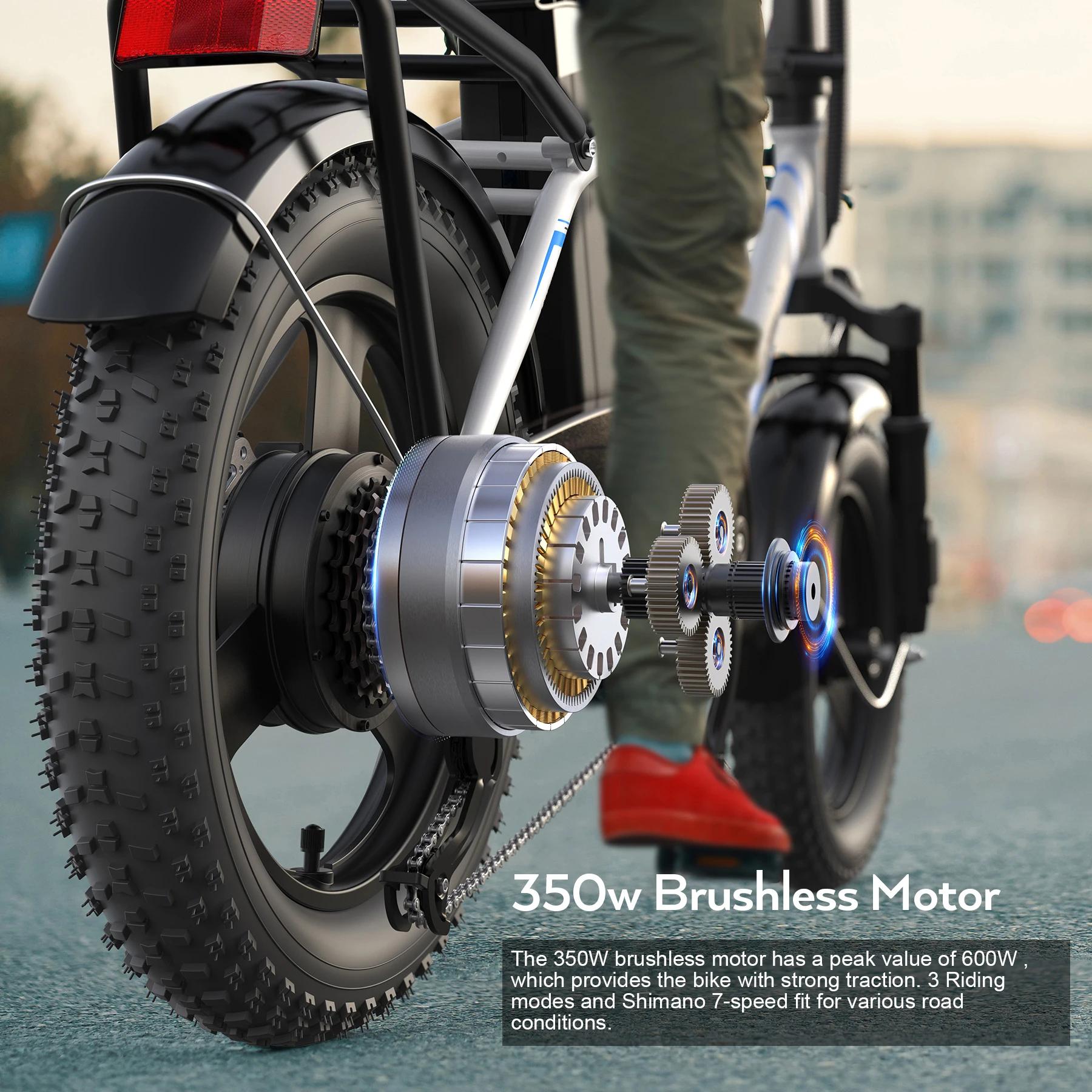 Vélo électrique Vivi Gopina 16" x 3.0 Fat Tire, avec 350 W, batterie amovible 48 V, 20 mph, jusqu'à