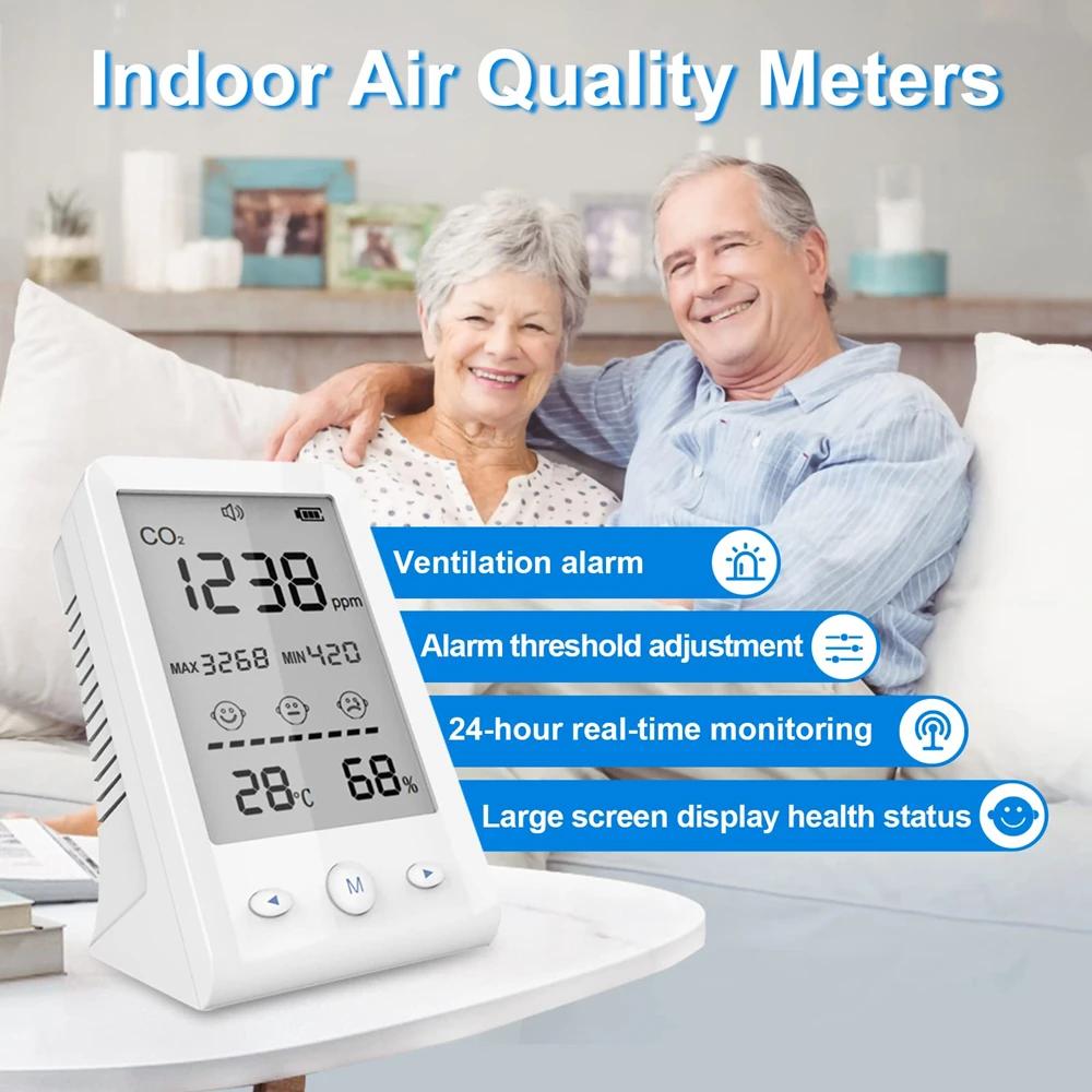 NDIR Co2 mètre alarme température humidité détecteur 3 en 1 moniteur de qualité de l'air analyseur d