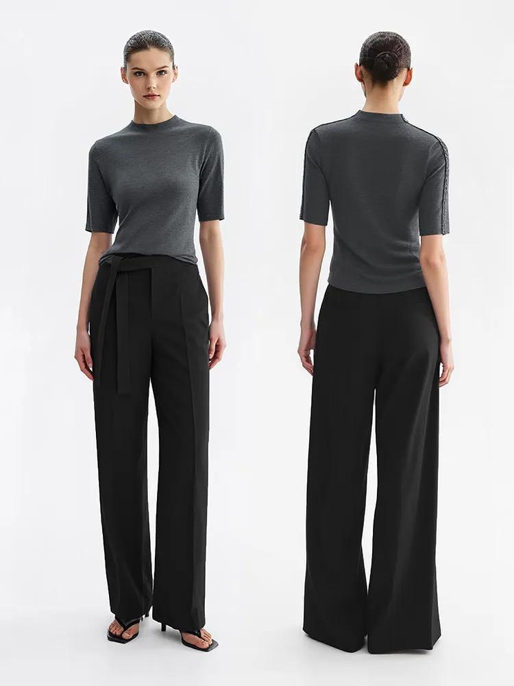 Pantalon Amii pour femme, nouvelle collection été 2026, taille nouée, coupe ample, jambe large, styl