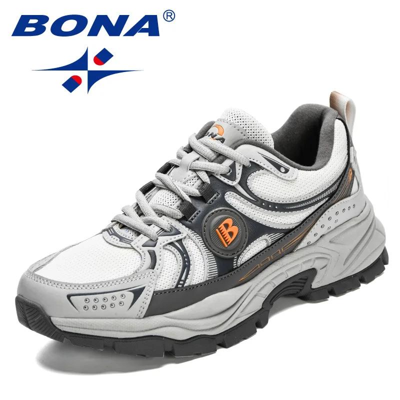 BONA nouveaux créateurs Action cuir maille chaussures de Jogging hommes respirant chaussures de cour