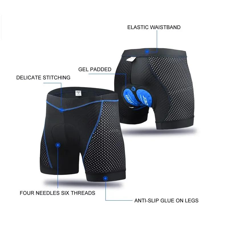 X-TIGER Cyclisme Sous-Vêtements 5D Respirant Rembourré Gel Vélo Shorts Hommes VTT Antidérapant Jambe