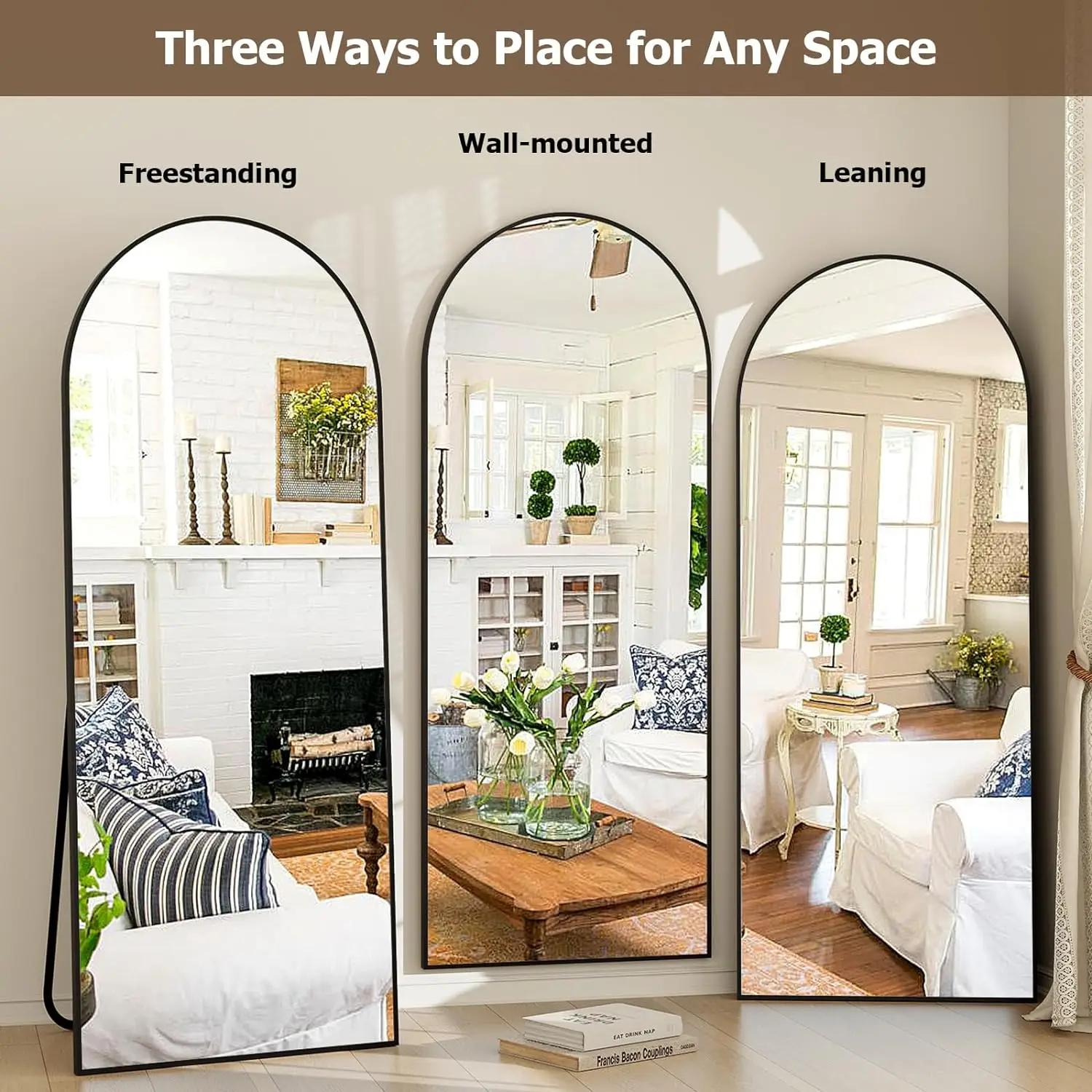 Miroir pleine longueur arqué 26" x 71" - Miroir complet - Miroirs de sol extra larges pour chambre, 