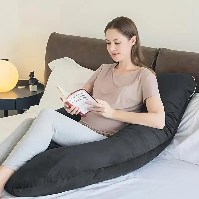 Oreiller corporel en forme de U pour dormeurs latéraux - Oreiller de grossesse en polaire doux avec 