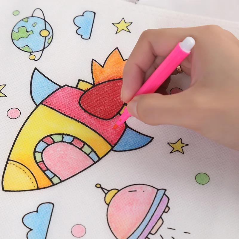 20 pièces bricolage Graffiti sac marqueurs de coloriage peinture à la main sacs Non tissés pour enfa