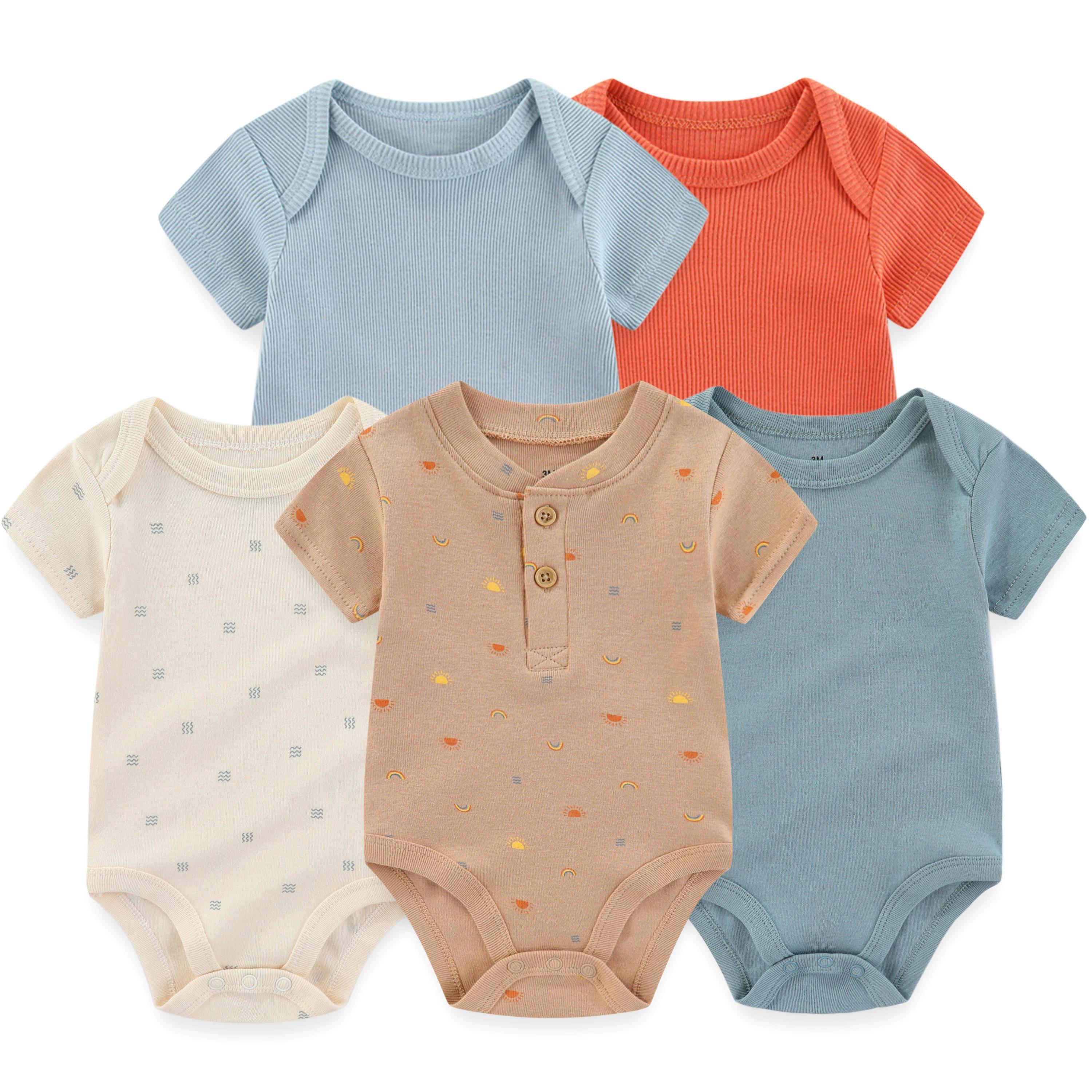 Lot de 5 bodys mignons de dessin animé pour bébés garçons et filles de 0 à 12 mois, combinaisons uni