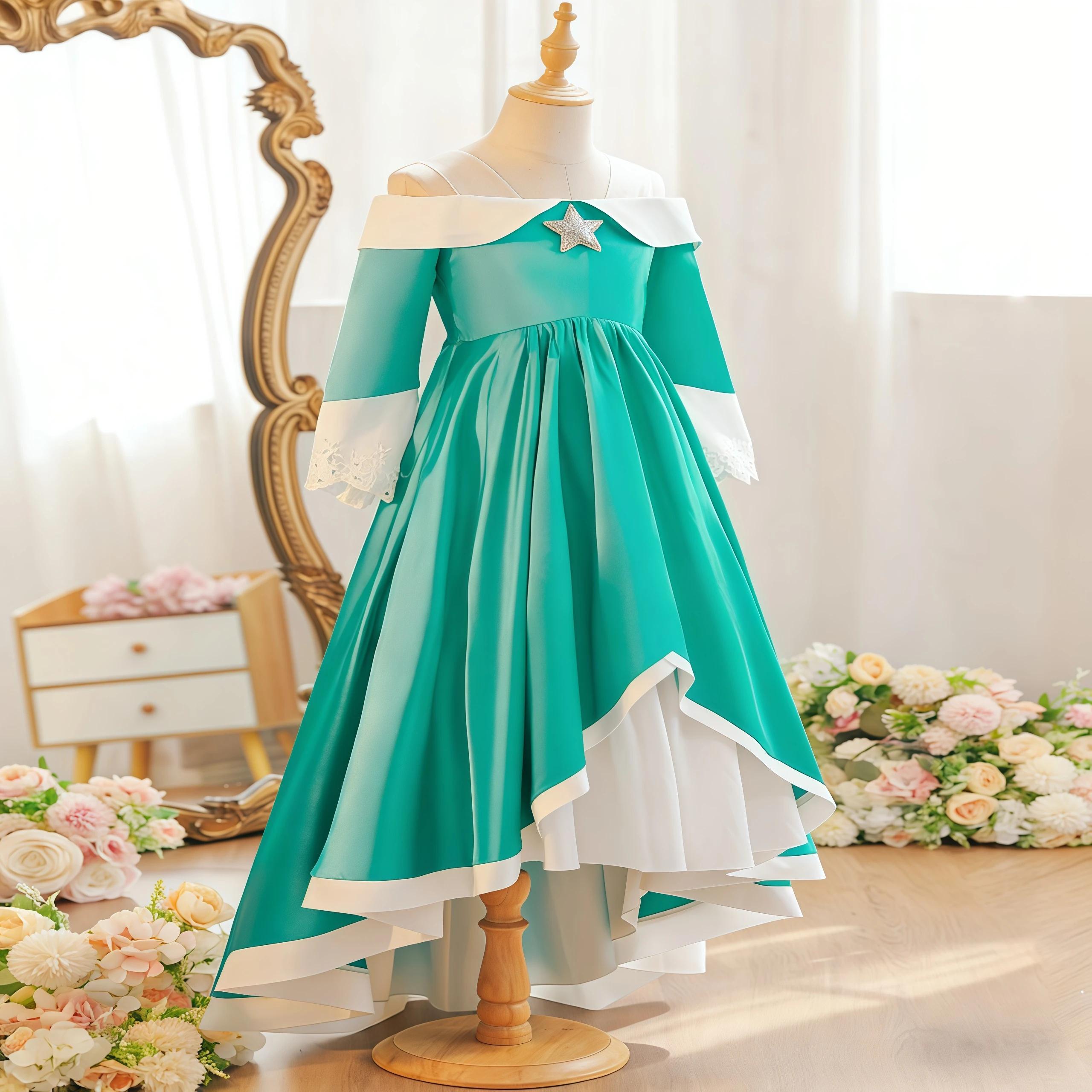 Robe de princesse Rosalina pour filles, Costume de jeu d'anime avec accessoires pour enfants, tenue 