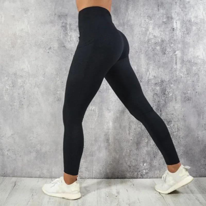 Yoga Fitness femmes Leggings taille haute collants avec poche gymnastique entraînement course extens