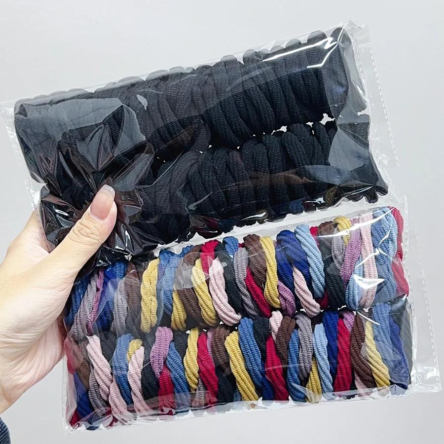 Lot de 50 élastiques à cheveux colorés sans couture pour femmes et filles, attaches pour queue de ch