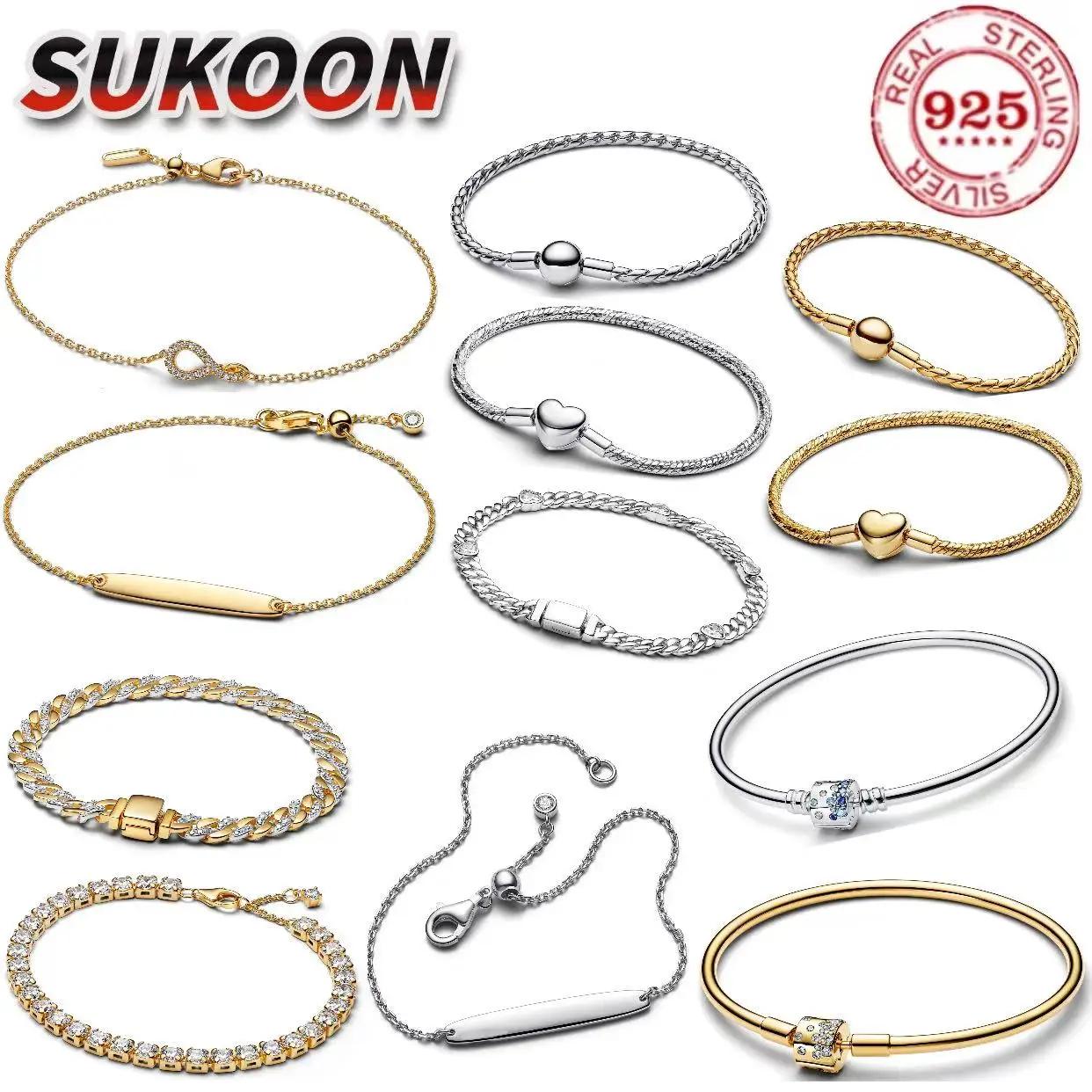 Bracelet en argent sterling 925% de luxe, maille tubulaire ronde en forme de cœur, serti de zircons,