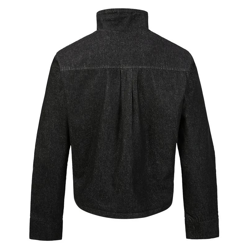 Veste en jean pour homme, nouvelle collection printemps-automne, couleur unie simple, col montant, v