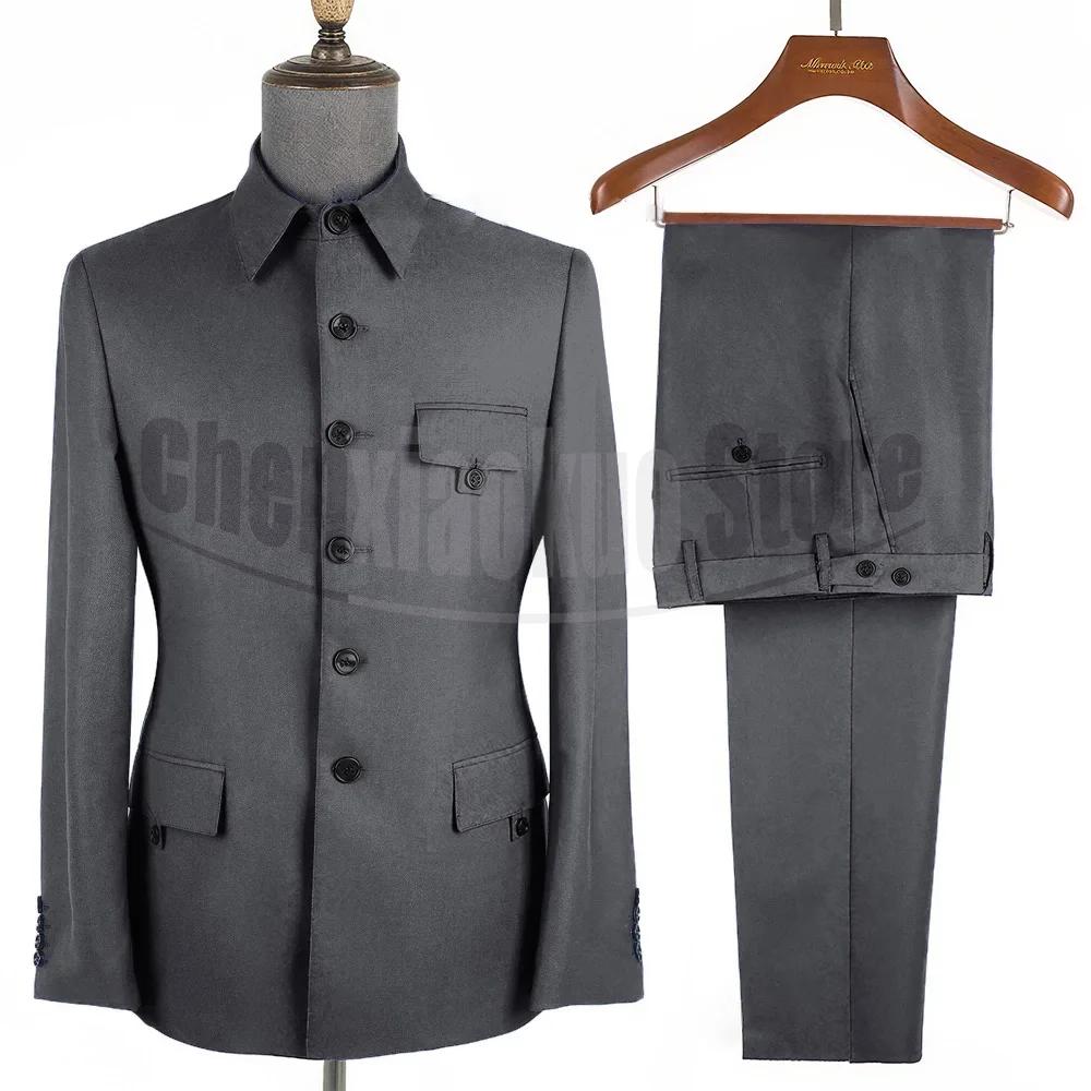 Ensemble de costume pour hommes, Blazer et pantalon formels, tenue deux pièces classique, col montan