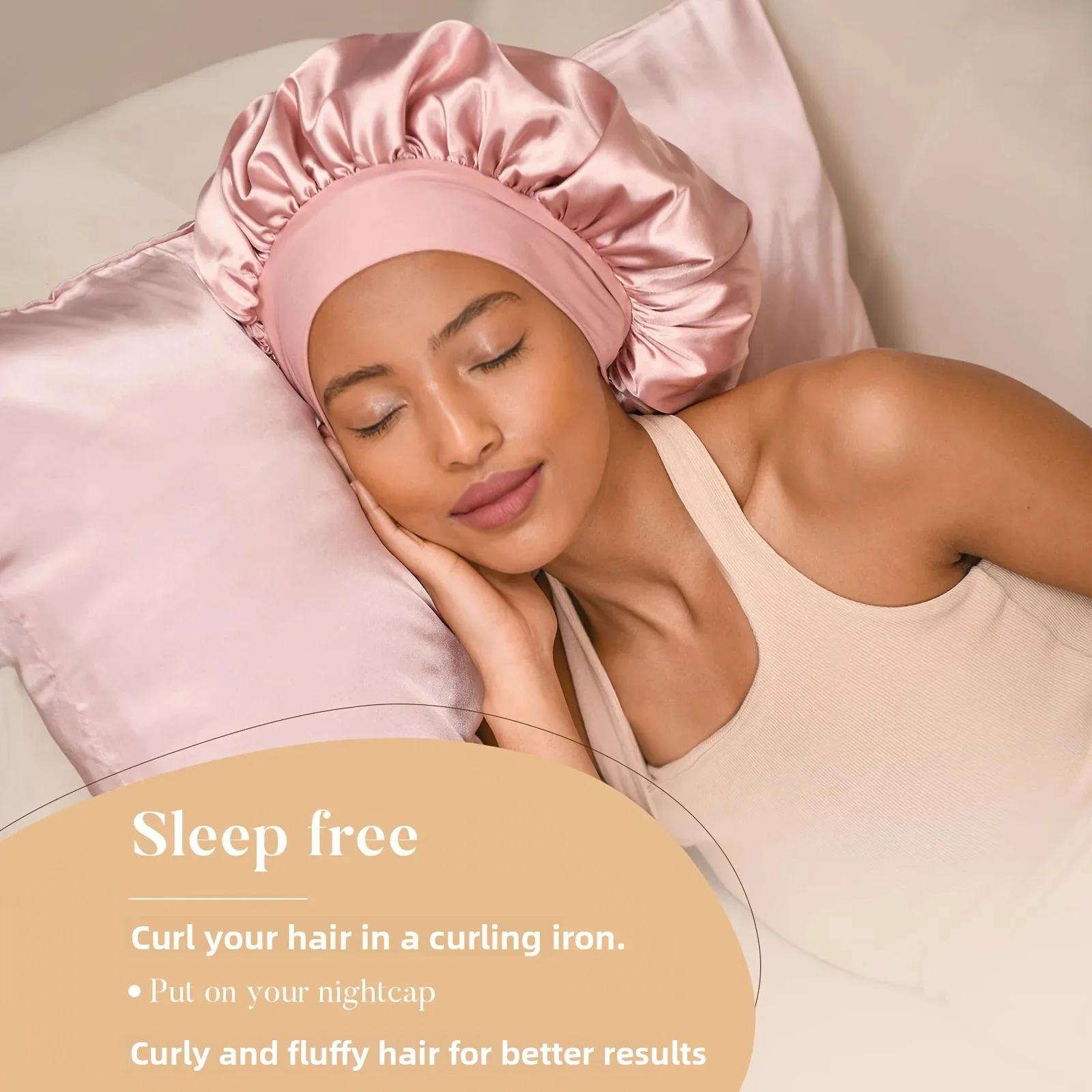Ensemble de bonnets de couchage en Satin, sans chaleur, bandeau à friser, pince à cheveux, anneaux p