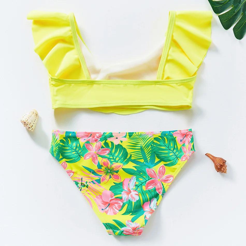 Maillot de bain fendu pour enfants, grand maillot de bain pour enfants et filles, grand bord à volan