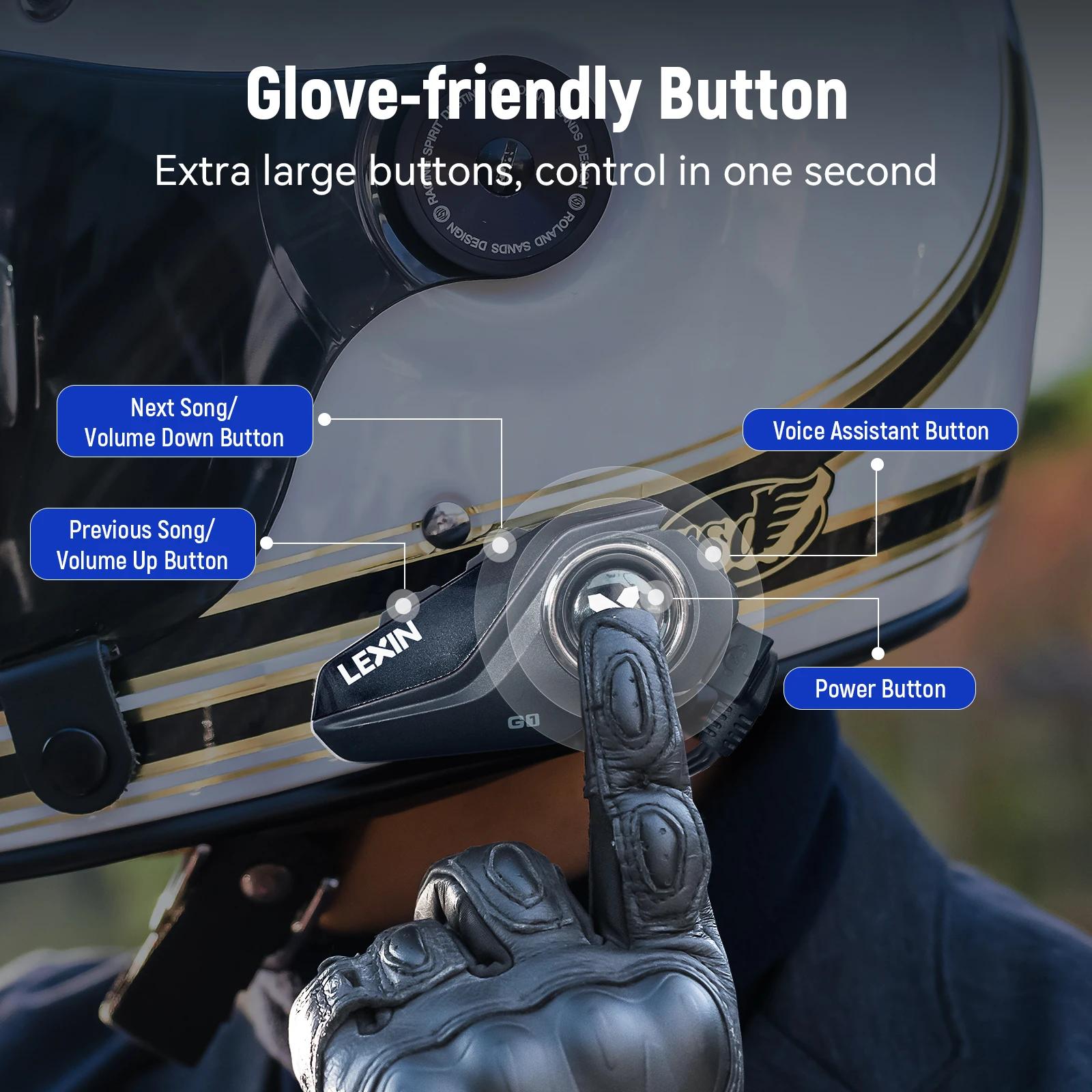 Lexin G1 casques de qualité sonore bluetooth pour moto pour casque, casque Bluetooth, haut-parleurs 