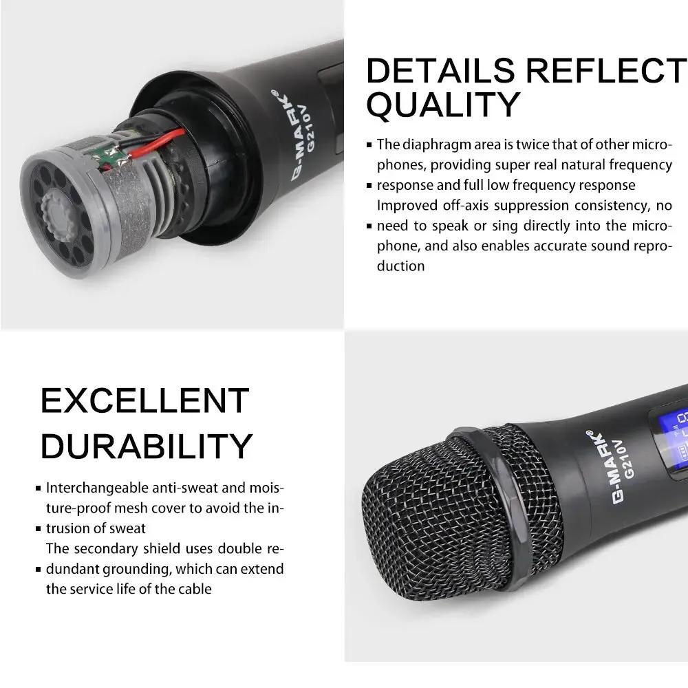 Microphone sans fil G-MARK G210V Professionnel 2 Canaux De Poche Karaoké Mic Pour Fête Réunion Églis