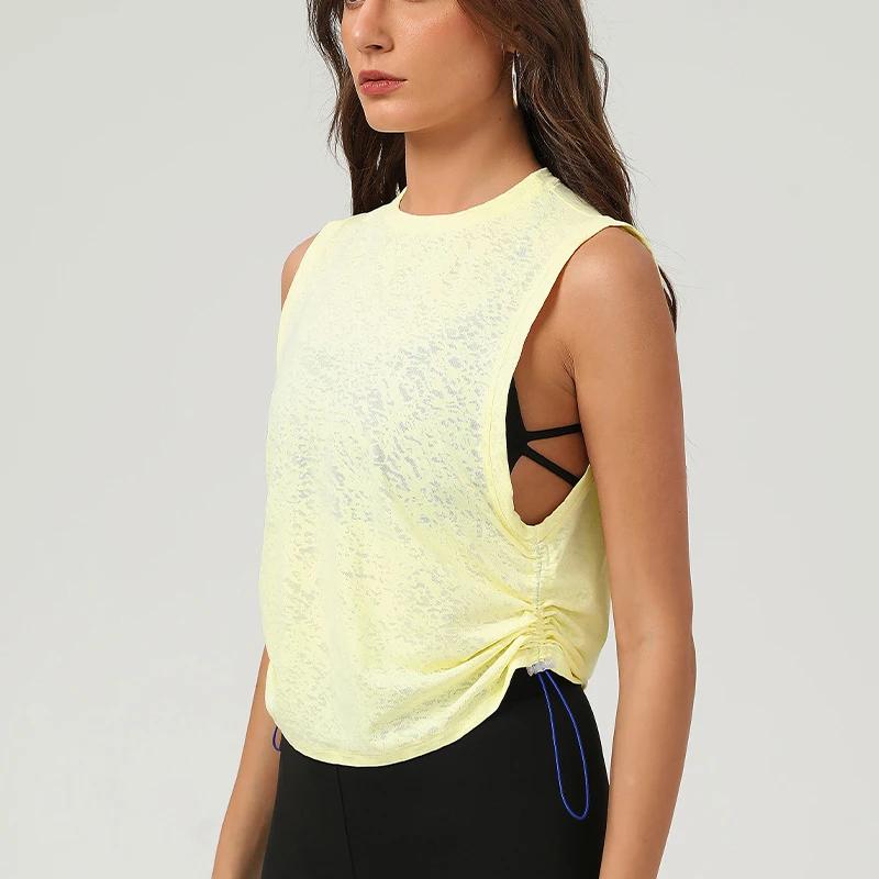 Chemise de Yoga sans manches pour femmes, couleur unie, ample, haut de course, respirant, séchage ra