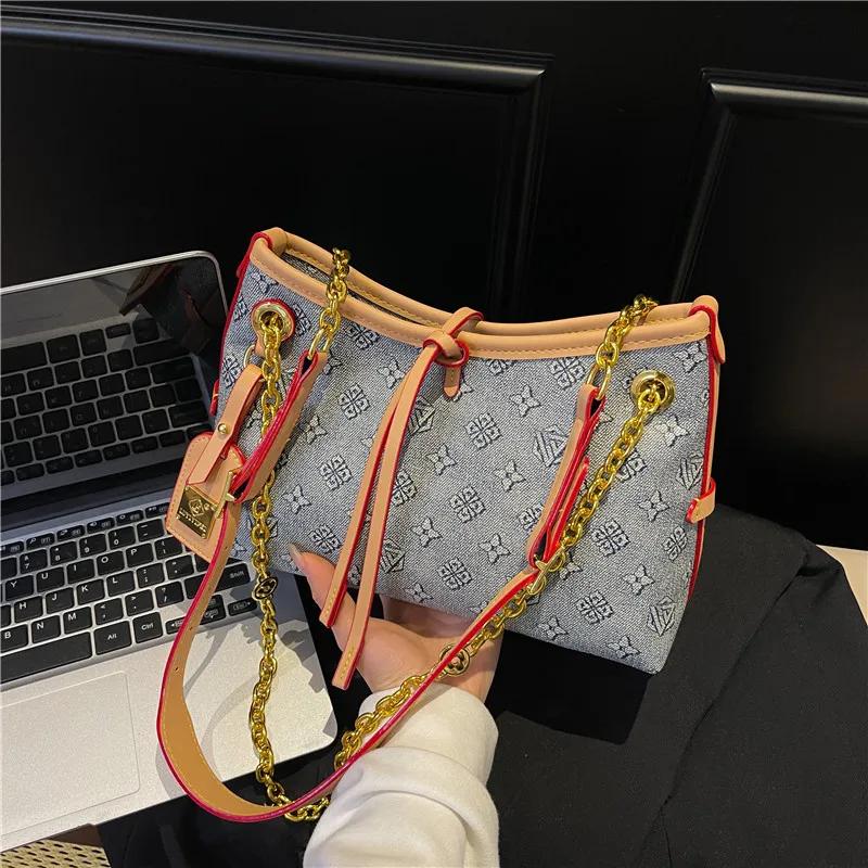 Sac fourre-tout grande capacité avec bandoulière chaîne – Sac à main imprimé à porter à l'épaule ou 