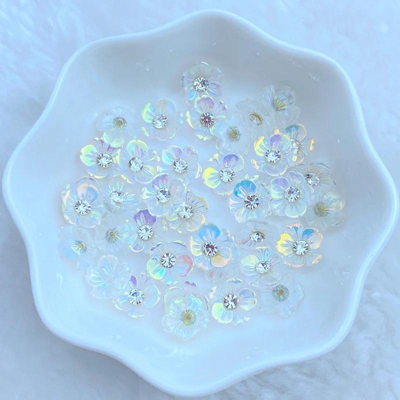 30 pièces nouveau mignon Mini brillant diamant fleur ongles strass gemmes paillettes Nail Art bijoux