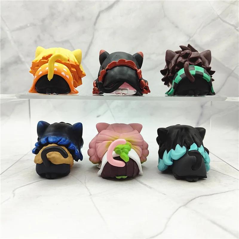 Figurines de sommeil de chat Demon Slayer, Kamado Tanjirou Kanroji Mitsuri, jouets Tokitou Muichirou
