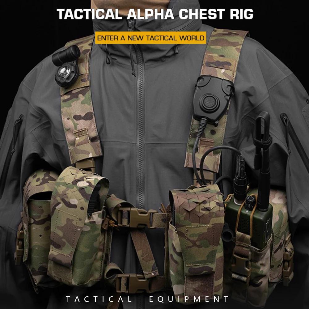 DulglaAlpha-Chest Rig SS Style Molle, Modulaire à Dégagement Rapide, 34 Châssis Fendu, Poudres de Ma