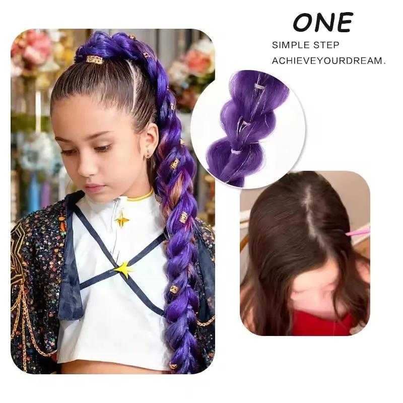 Perruque tressée violette synthétique extra longue de 32 po |   Métallique chatoyant |   Postiche de