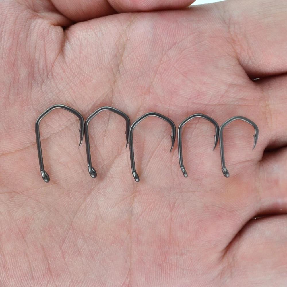 Hirisi 15 pièces PTFE enduit hameçon en acier à haute teneur en carbone Micro barbelé avec oeil carp