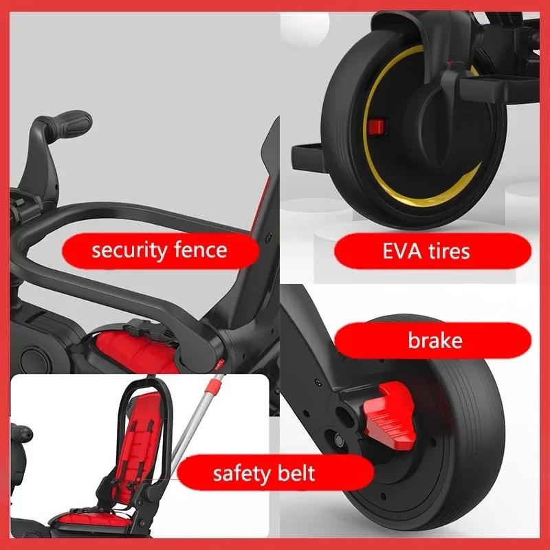 IMBABY Tricycle poussette 5-en-1 pour enfants |   Auvent réglable et poignée de poussée |   Vélo évo