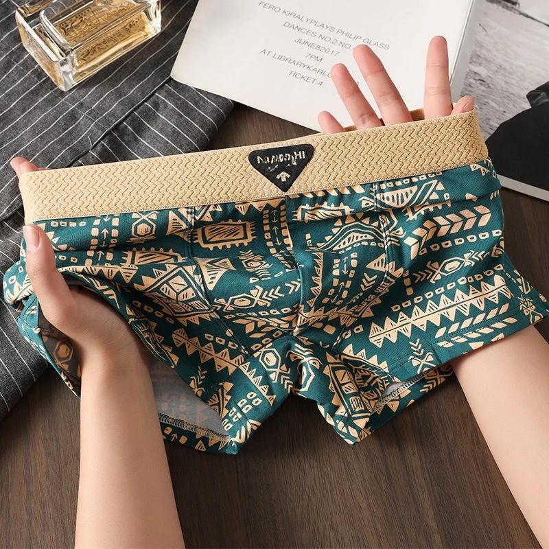 Sous-vêtements pour hommes confortables et respirants, au style rétro américain et ethnique tendance