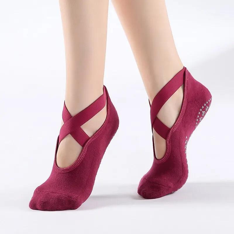 Chaussettes Pilates yoga femmes coton respirant haute qualité fitness danse ballet sport