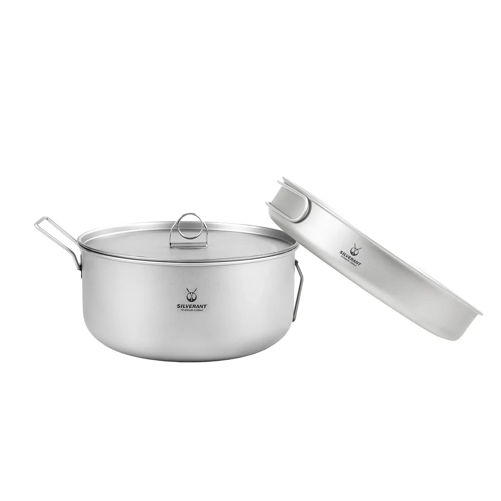 Ensemble de casseroles et poêles à frire en titane, grande batterie de cuisine de camping en plein a
