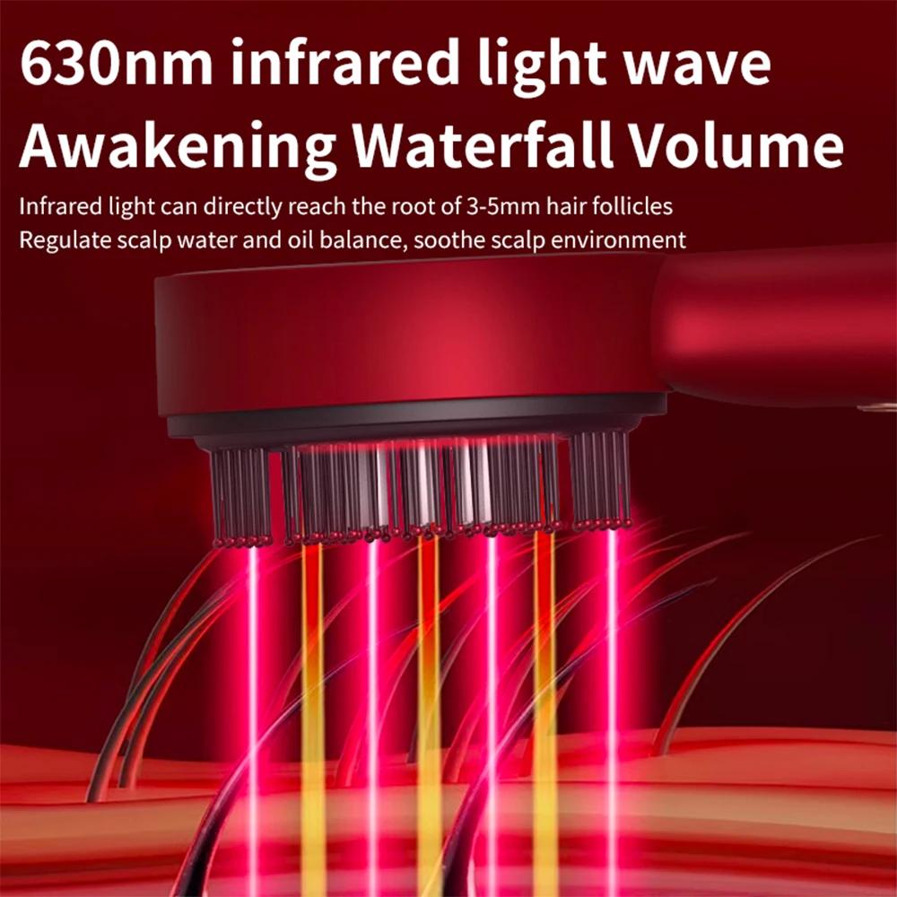 Peigne de Massage électrique à vibrations, thérapie à la lumière rouge, brosse de Massage pour la cr