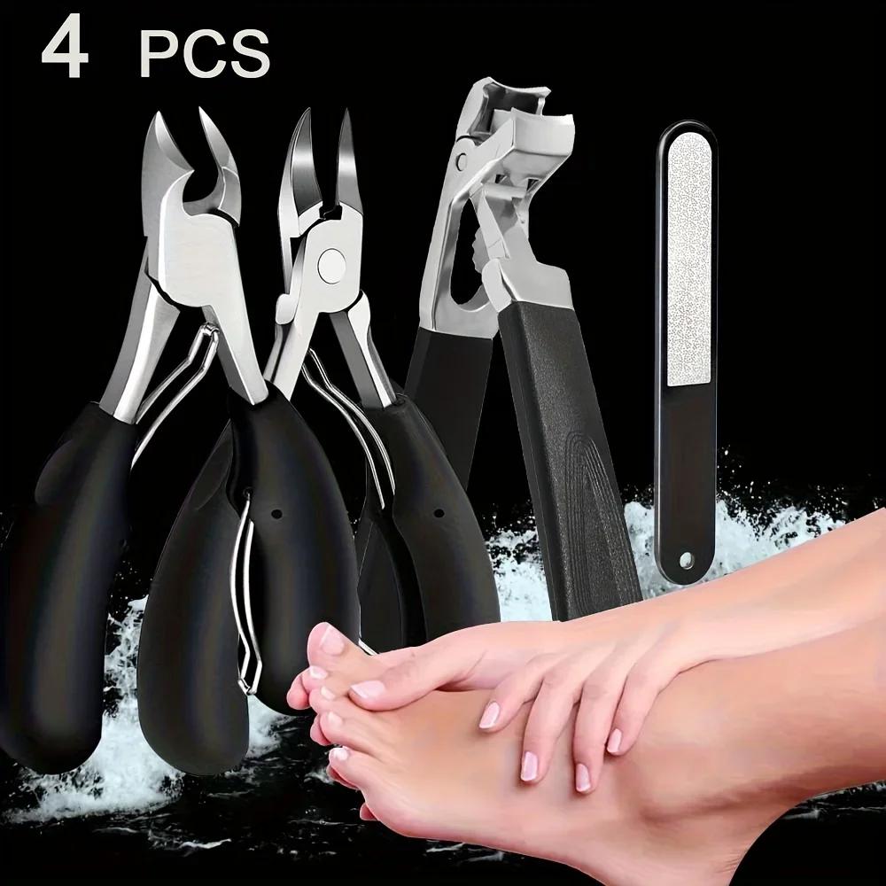 Coupe-ongles épais et orteils pour personnes âgées, ensemble de 4 pièces, Extra Large, ouverture à l