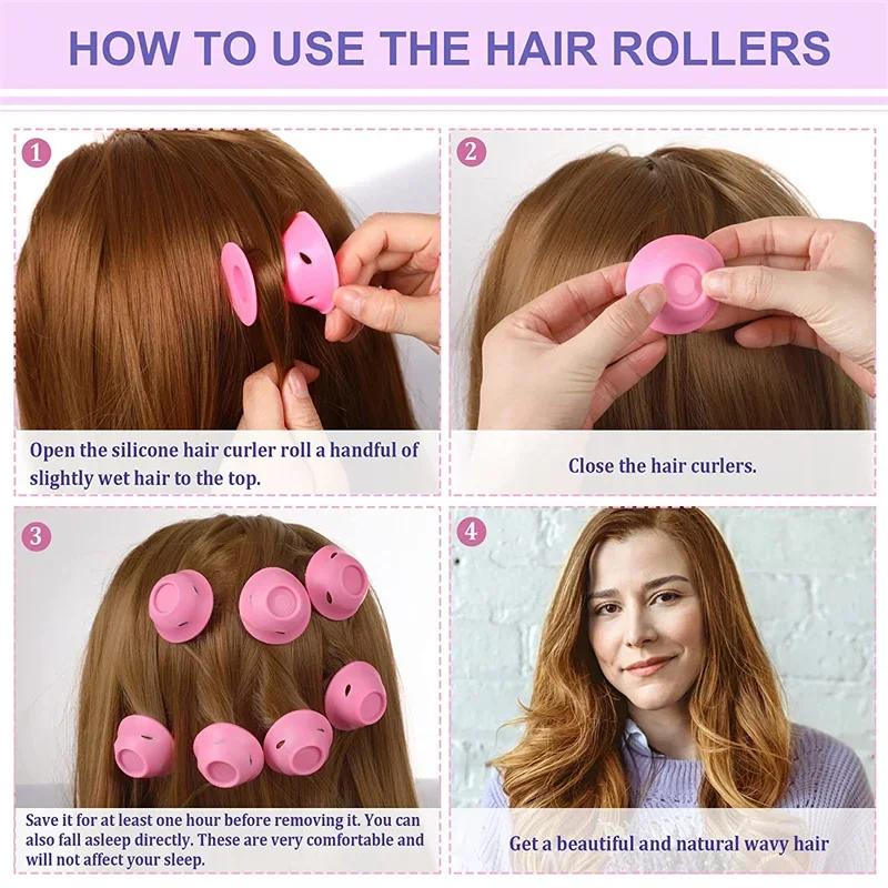 10/20 pièces bigoudis en caoutchouc souple Silicone sans chaleur bigoudis Clips pas de blesser bigou